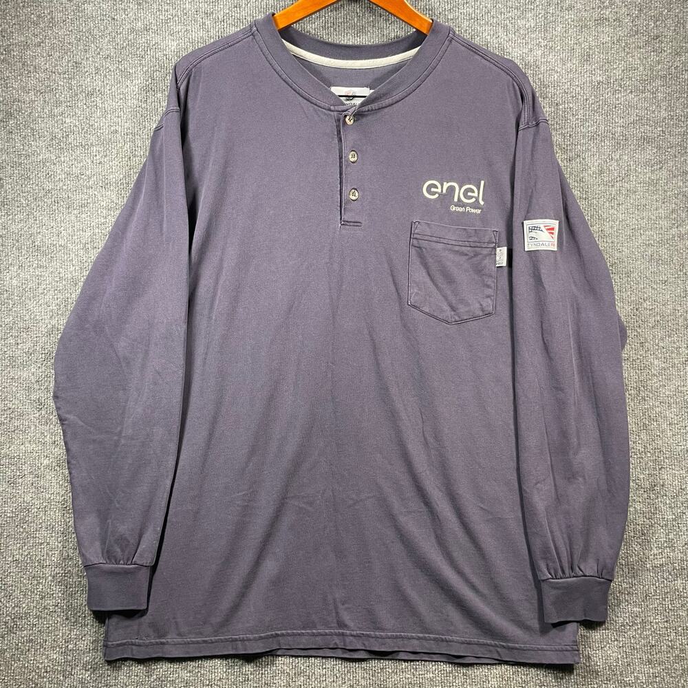 Tyndale FR Henley Shirt Men's XL Blue Base Layer Outdoors Workwear Arc Rated